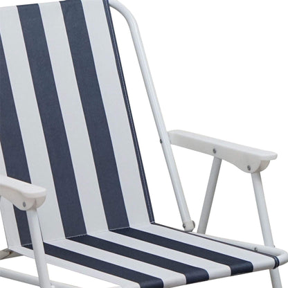 Blue & White Folding Metal Beach Chair