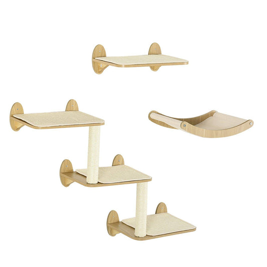 PawHut 3-Piece Wall Mounted Cats Shelves