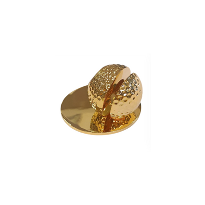 Miniature Clock Goldtone Plated Metal Golf Ball on Stand Solid Brass IMP73G- CLEARANCE NEEDS RE-BATTERY