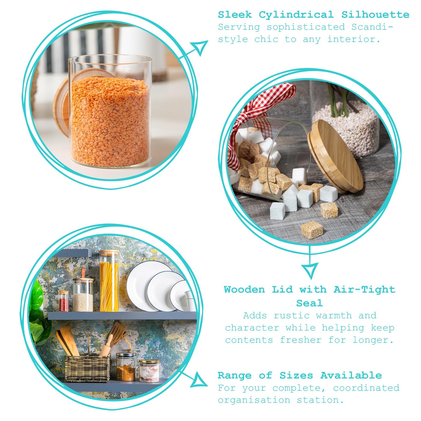 1L Scandi Storage Jar with Wooden Lid