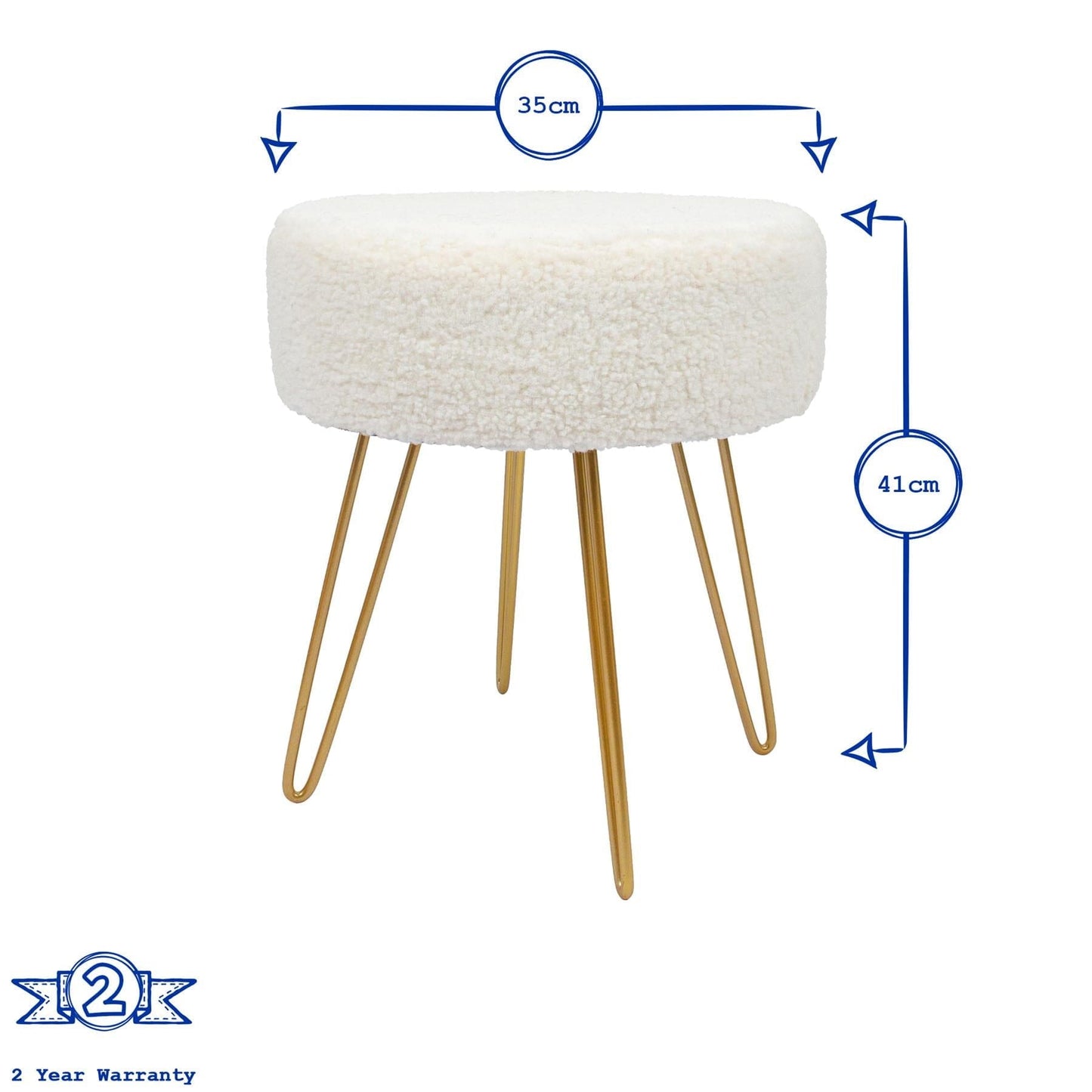 Cream H41 x D35cm Round Boucle Footstool
