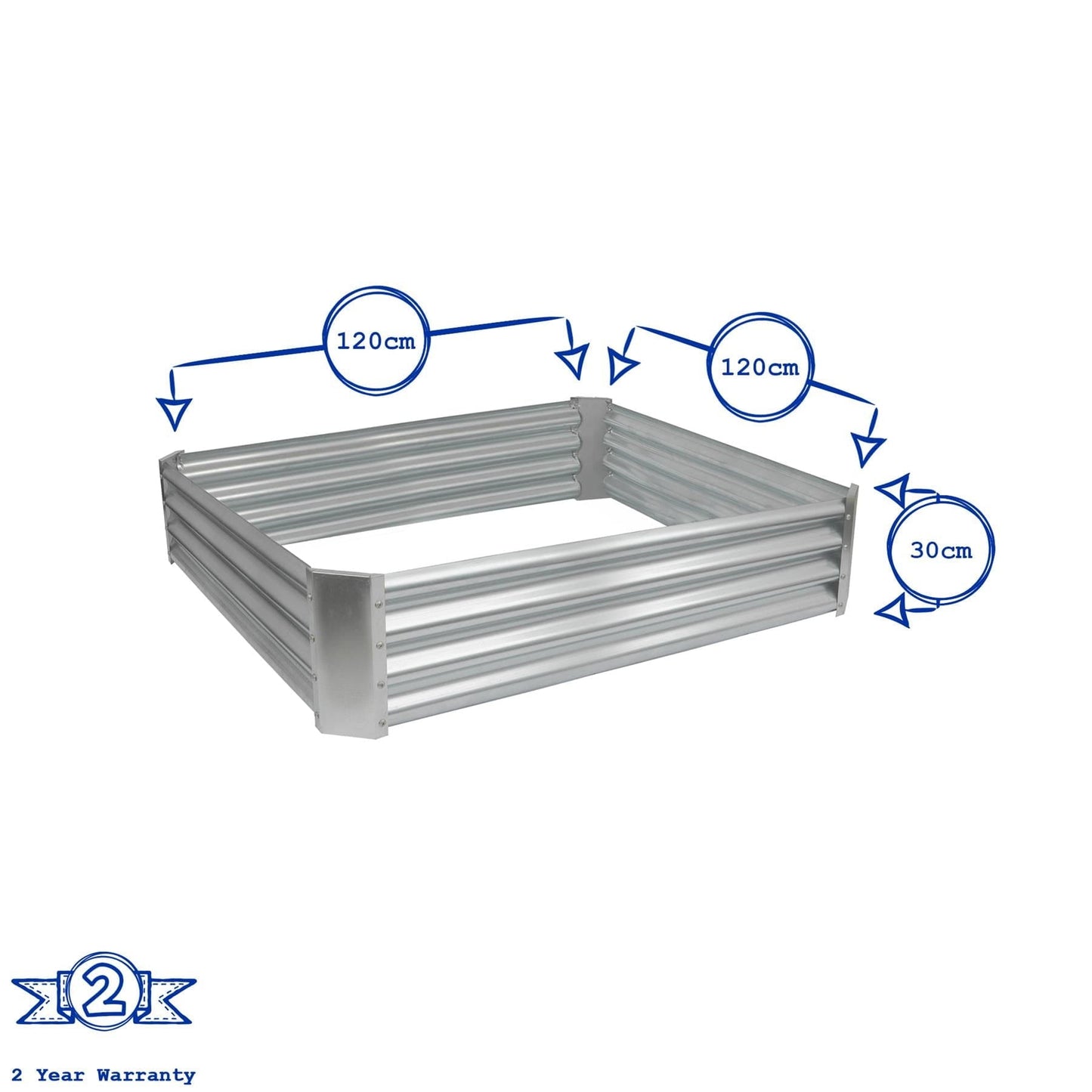 120cm x 120cm Square Galvanised Steel Raised Garden Bed