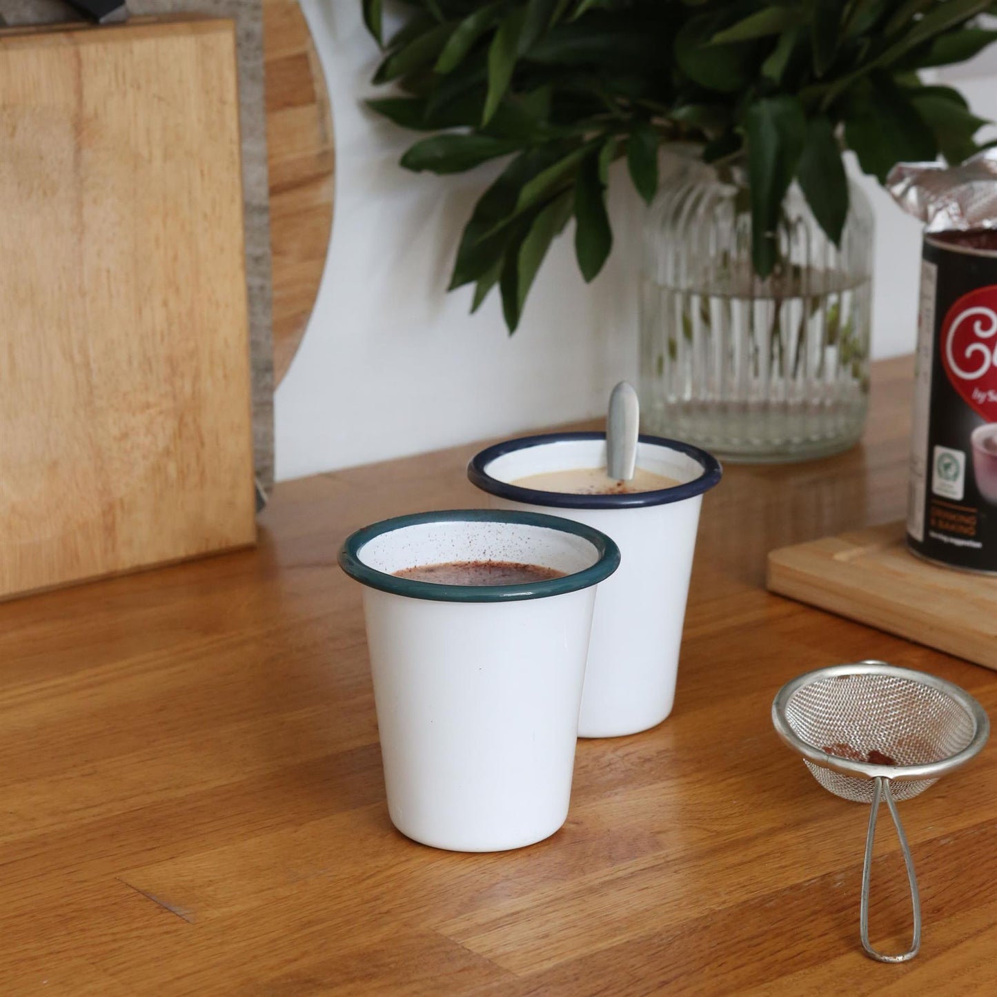 300ml White Enamel Tumblers - Pack of 6