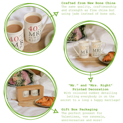 40th Anniversary New Bone China Mug Set - 300ml