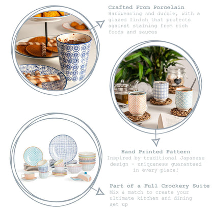 280ml Orange Hand Printed Stoneware Tumblers - Pack of Six