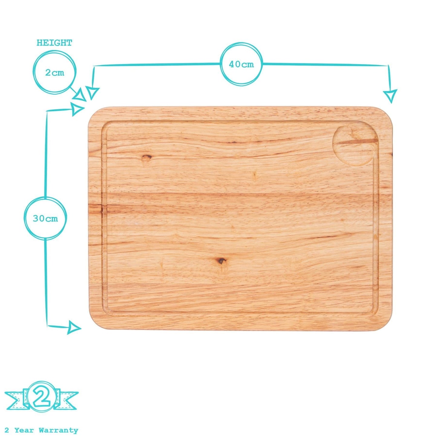 40cm x 30cm Rectangular Wooden Chopping Board