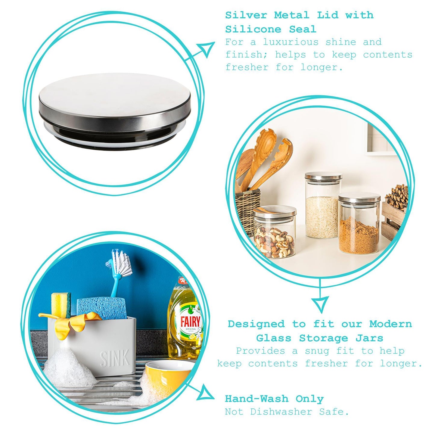 10cm Metallic Scandi Storage Jar Lid