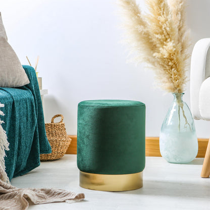 Round Velvet Footstool