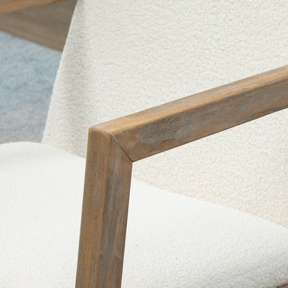 HOMCOM Rocking Chair Upholstered Armchair Wooden Accent Chair Cream