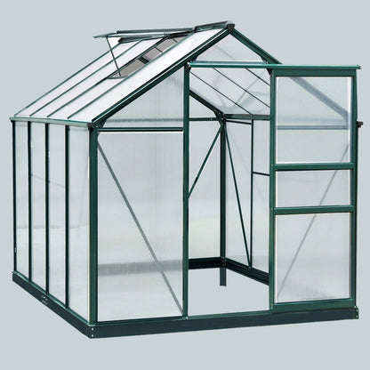 Clear Polycarbonate Greenhouse Large Walk-In Green House Garden Plants Grow Galvanized Base Aluminium Frame w/ Slide Door 6 x 8ft