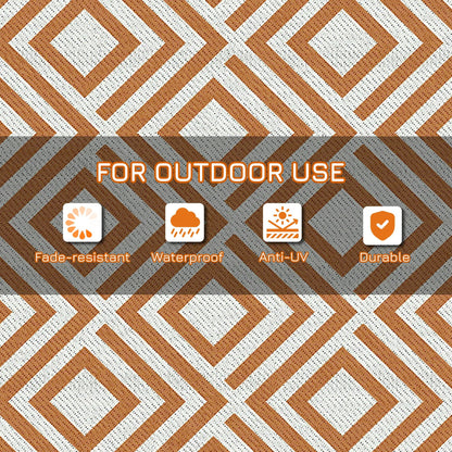 Reversible Outdoor Rug with Carry Bag and Ground Stakes