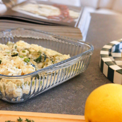 Optical Square Glass Oven Dish with Lid - 24cm x 21cm