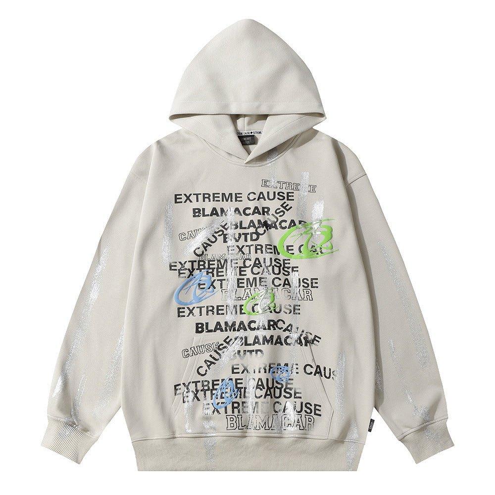 Fashion Letter Printed Graffiti Streetwear Hoodie with Bold Typography