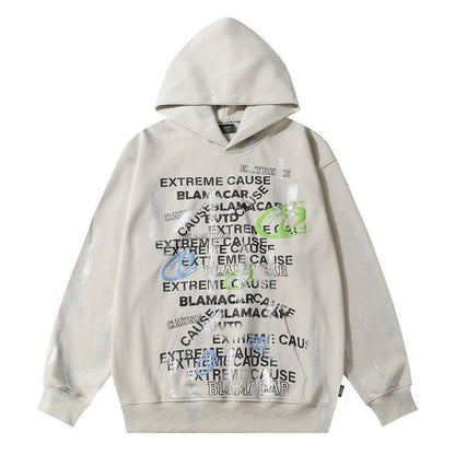 Fashion Letter Printed Graffiti Streetwear Hoodie with Bold Typography