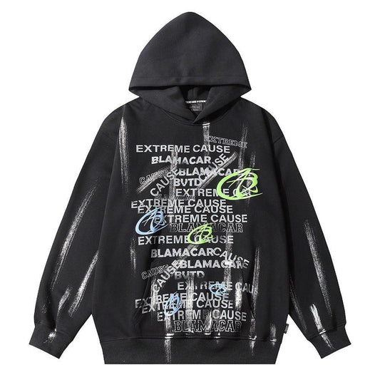Fashion Letter Printed Graffiti Streetwear Hoodie with Bold Typography