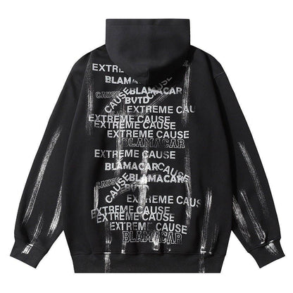 Fashion Letter Printed Graffiti Streetwear Hoodie with Bold Typography