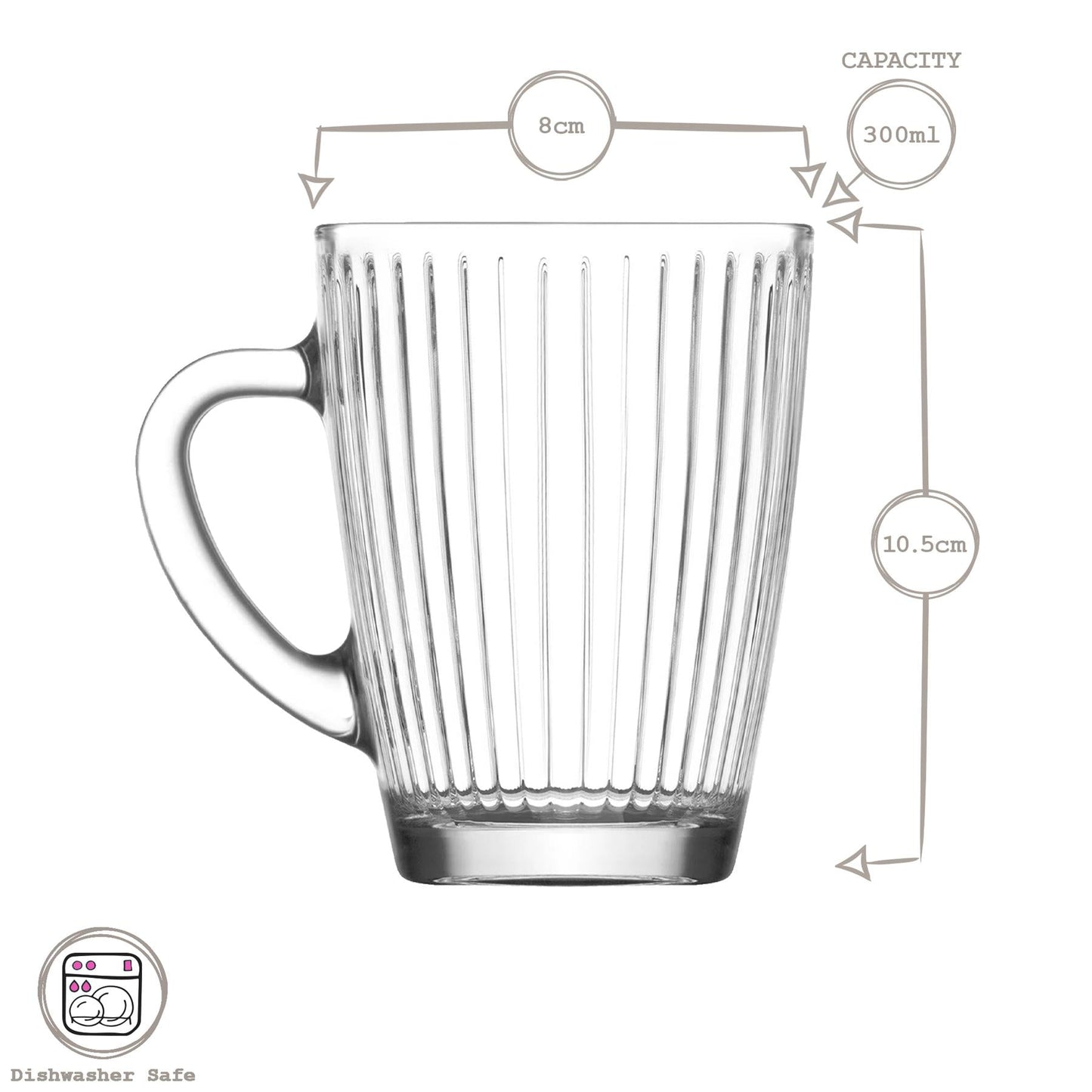 300ml Hestia Glass Mugs - Pack of 6