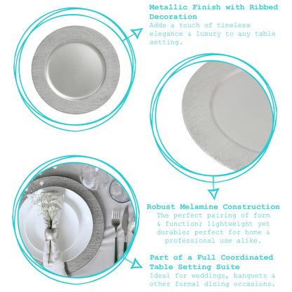18pc Round Ribbed Charger Plates Set - 33cm