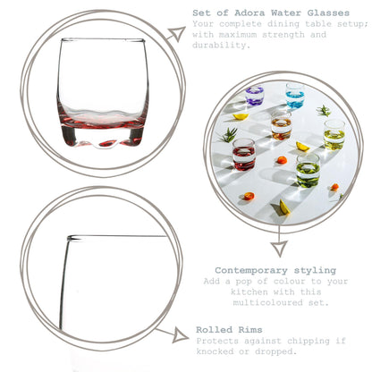 290ml Coloured Adora Premium Whisky Glasses - Pack of Six