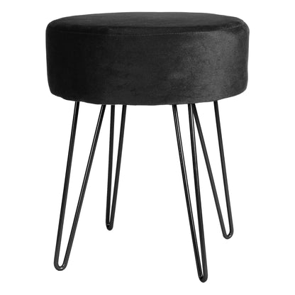 Black Round Velvet Footstool