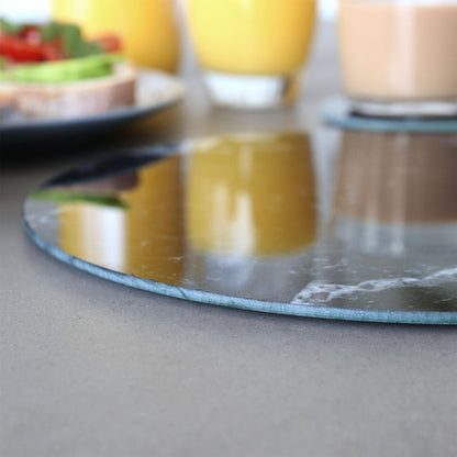 Round Glass Chopping Board - 30cm - Marble