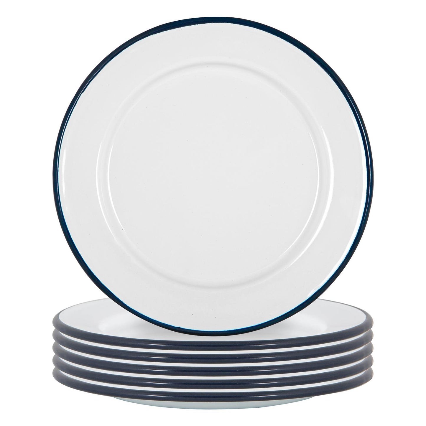 20cm White Enamel Side Plates - Pack of Six