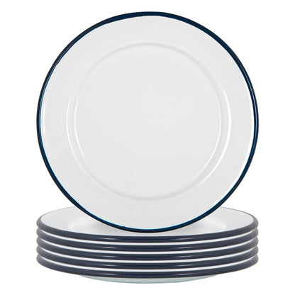 20cm White Enamel Side Plates - Pack of Six