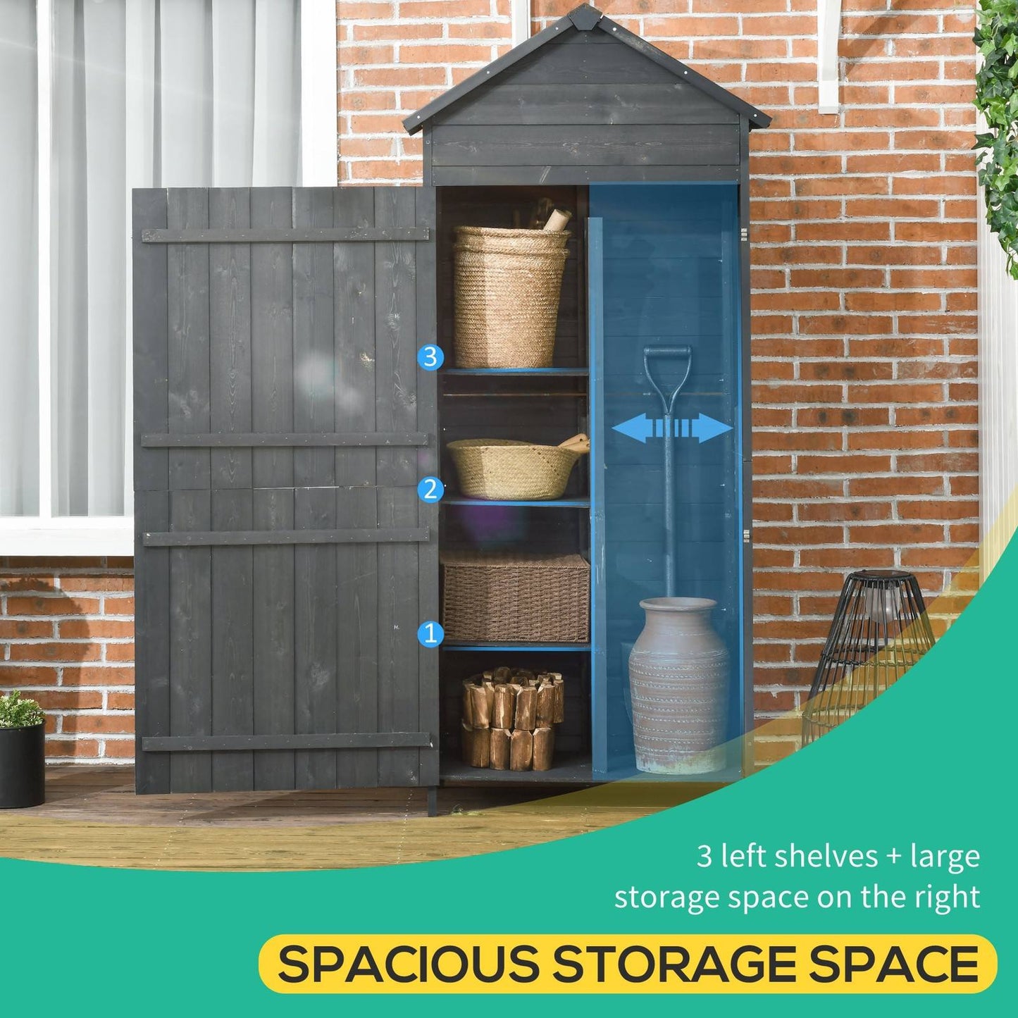 Rustica 188cm Barn Door Apex Garden Store Lockable Fir Wood Grey by Steadfast