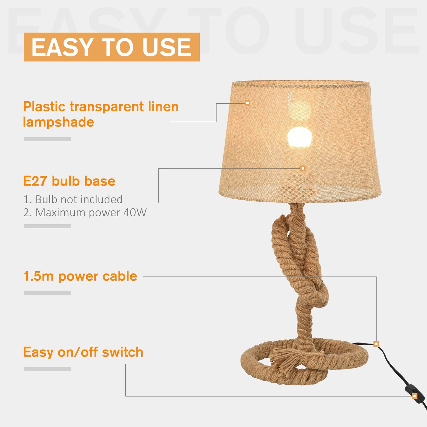 Nautical Style Table Lamp With Fabric Lampshade Metal Frame Power Switch