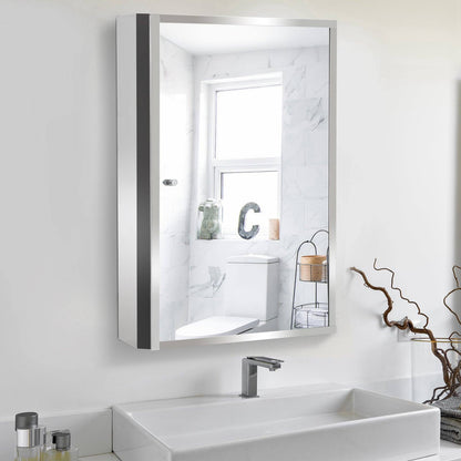Stainless Steel Wall mounted Bathroom Mirror Cabinet 2 Shelves Storage Unit Furniture w/Single Door 60H x 40L x 13D cm