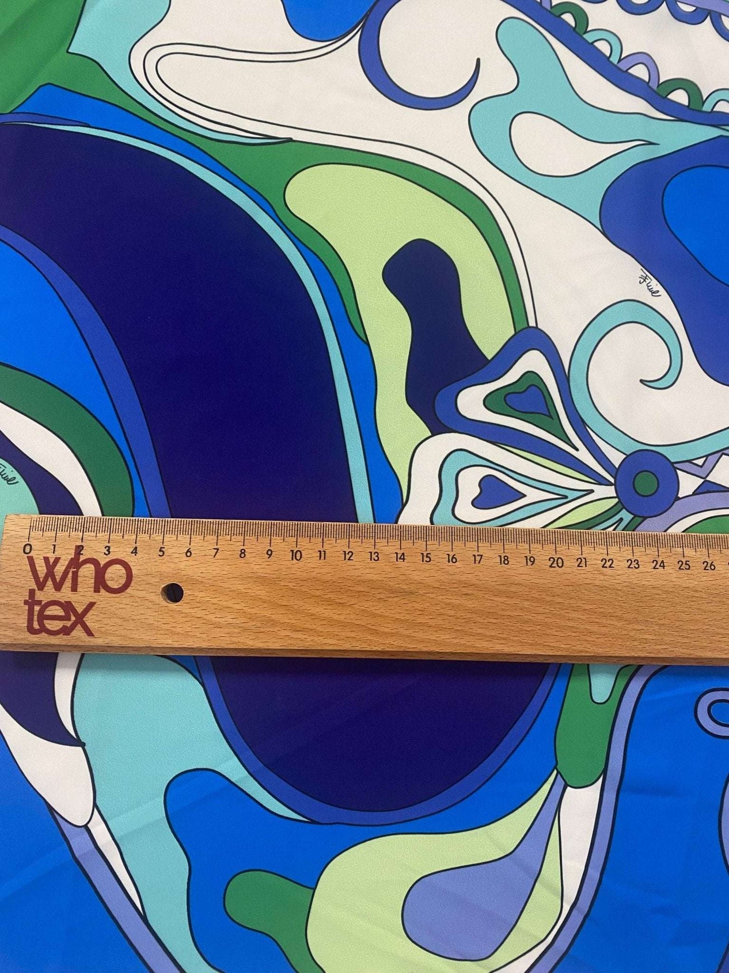 Floral Fabric in Blue and Green Retro Swirl Print – Available in Satin, Crepe, Spandex & Chiffon | By Metre