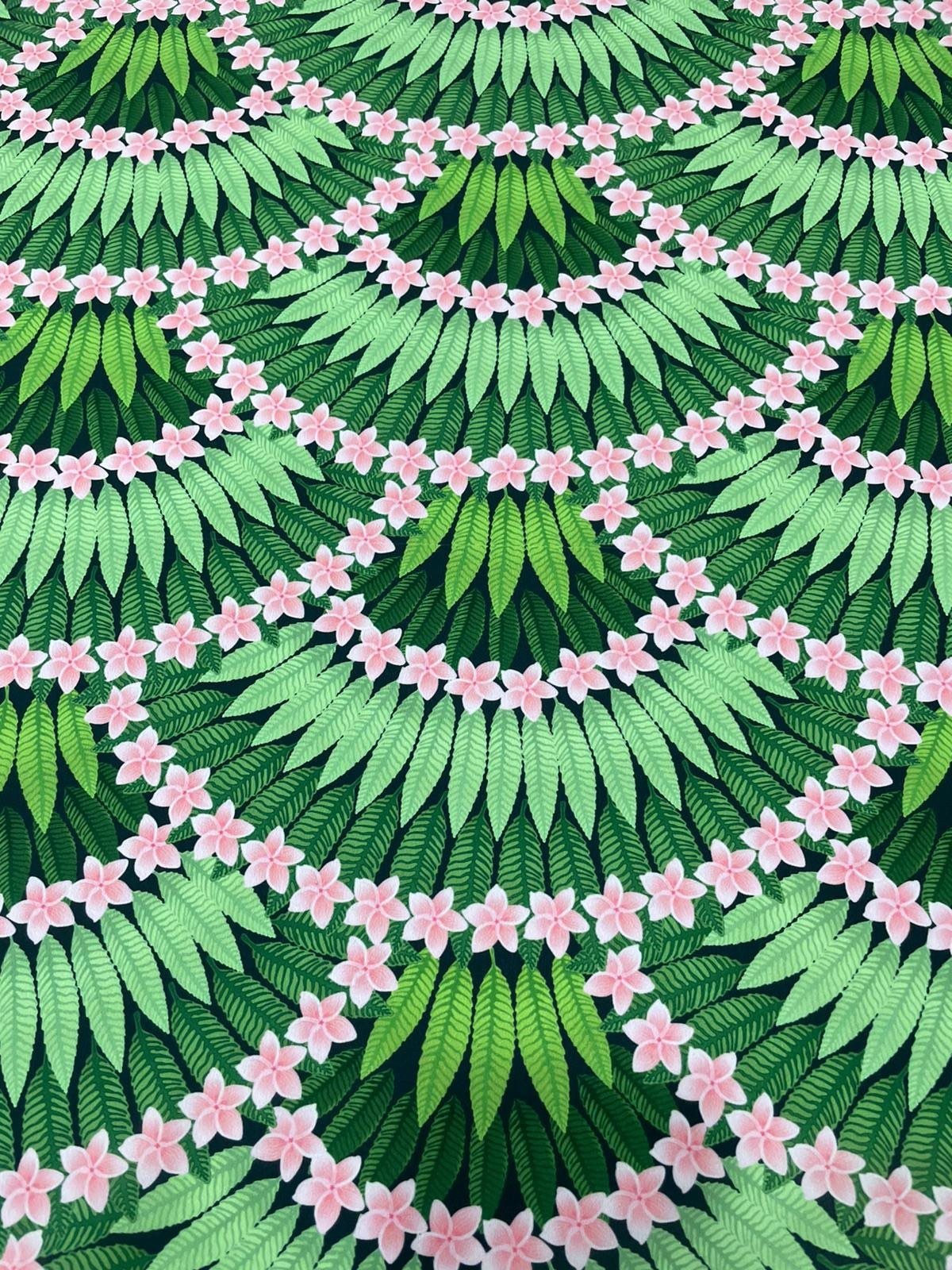 Floral Leaf Pattern Crepe Fabric