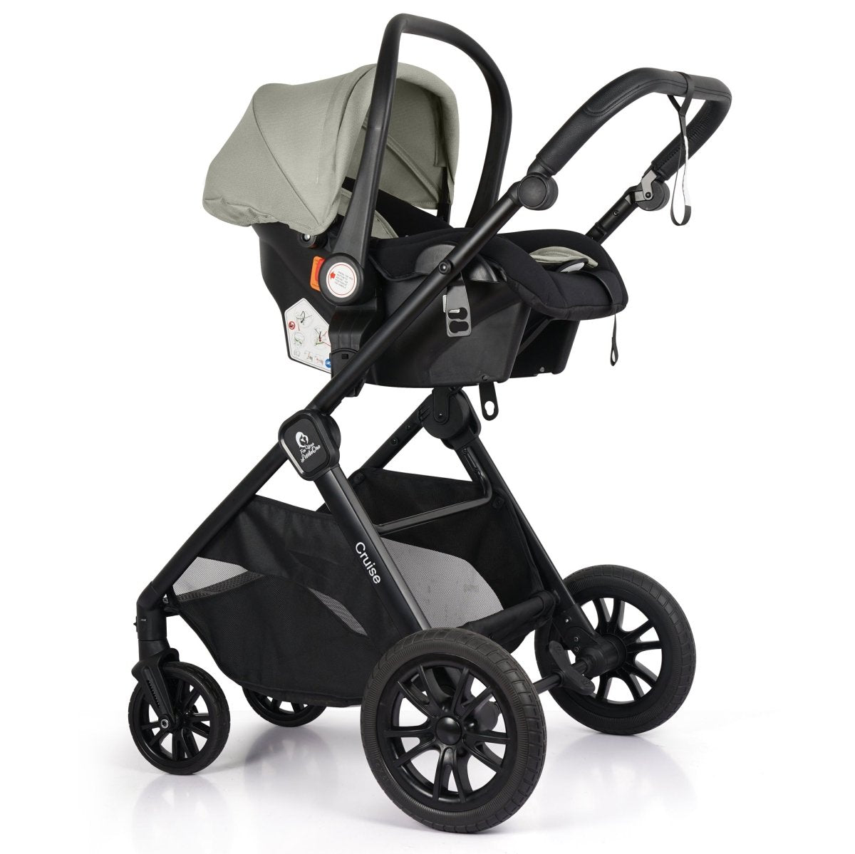For Your Little One Cruise 3 In 1 Travel System With i-Size Car Seat - Pebble Sage (Free Cupholder And Seat Liner Included!)