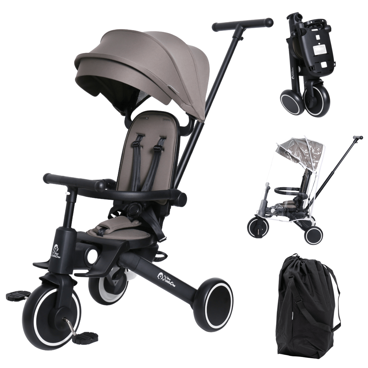 Foryourlittleone Xplor Plus 6 in 1 Foldable Trike - Grey Olive (10m-5y)