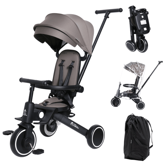 Foryourlittleone Xplor Plus 6 in 1 Foldable Trike - Grey Olive (10m-5y)
