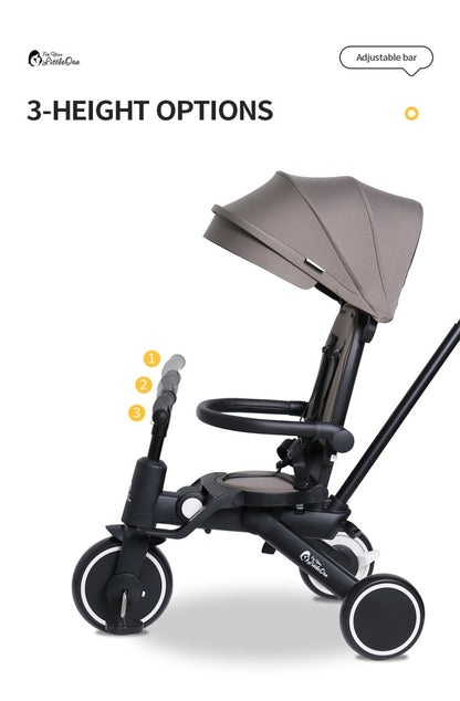 Foryourlittleone Xplor Plus 6 in 1 Foldable Trike - Grey Olive (10m-5y)