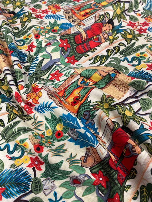 Frida Design Upholstery Fabric - Colorful Floral Print for Home Décor