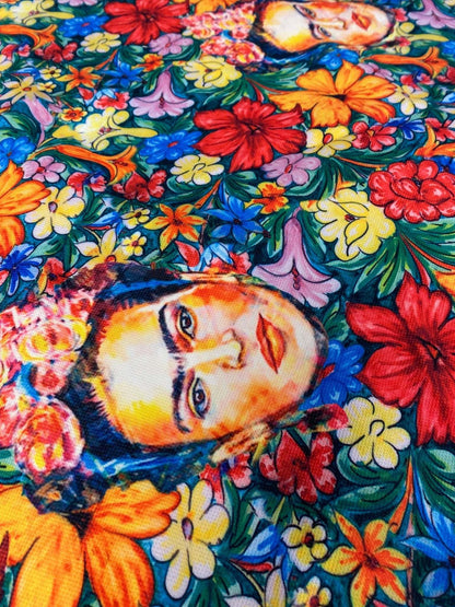 Frida Kahlo Floral Upholstery Fabric - Vibrant Artistic Design for Home Decor
