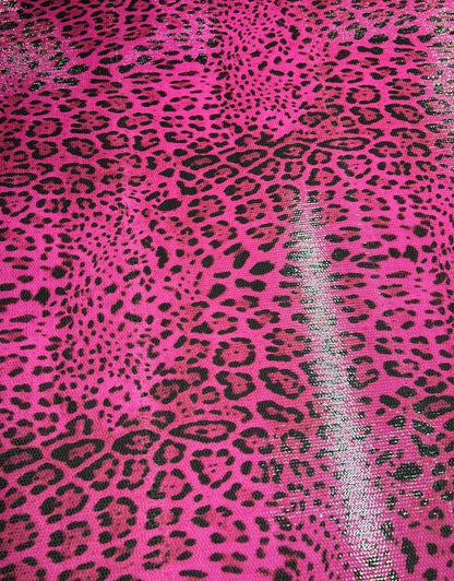Fuchsia Leopard Sequin Fabric - Two Way Stretch Sparkly Party Textile By Yard