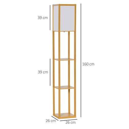 4-Tier Floor Lamp Standing Lamp with Storage Shelf for Home Office Dorm Natural