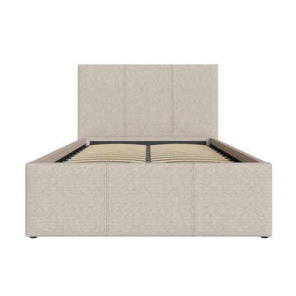 End Lift Small Double Ottoman Bed Metal & Wood Natural 3 x 7ft