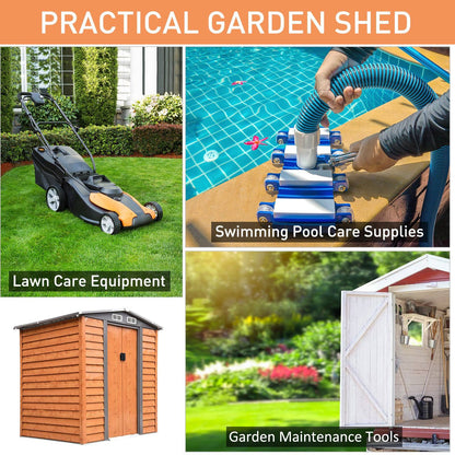 Moderna 6.5 x 5.2' Double Door Apex Garden Shed With Ventilation Steel & Polypropylene Light Brown by Steadfast