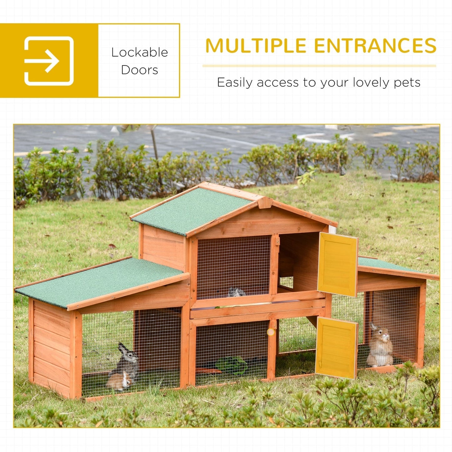 PawHut Large Rabbit Hutch Outdoor