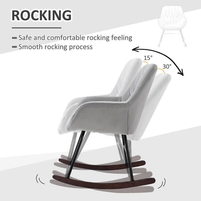 Rocking Chair Reading Accent Armchair with Steel Frame Sponge Padded for Living Room