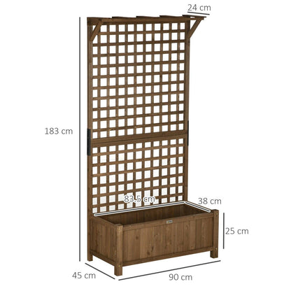 Wood Planter with Trellis for Vine Climbing
