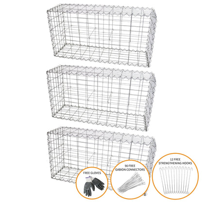 Gabion Baskets 100 x 50 x 30cm / 3 Pack