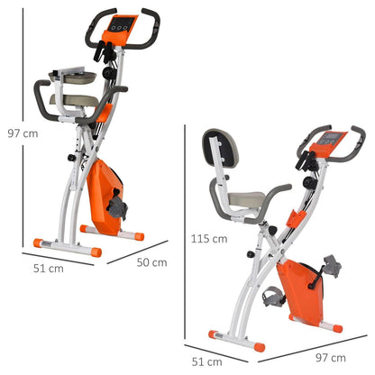 Folding Exercise Bike Upright Recumbent Stationary Cycling Magnetic w/ Band
