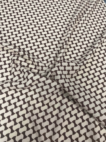 Geometric Black and White Optical Illusion Fabric – Custom Printed Fabric on Satin, Crepe, Spandex or Chiffon
