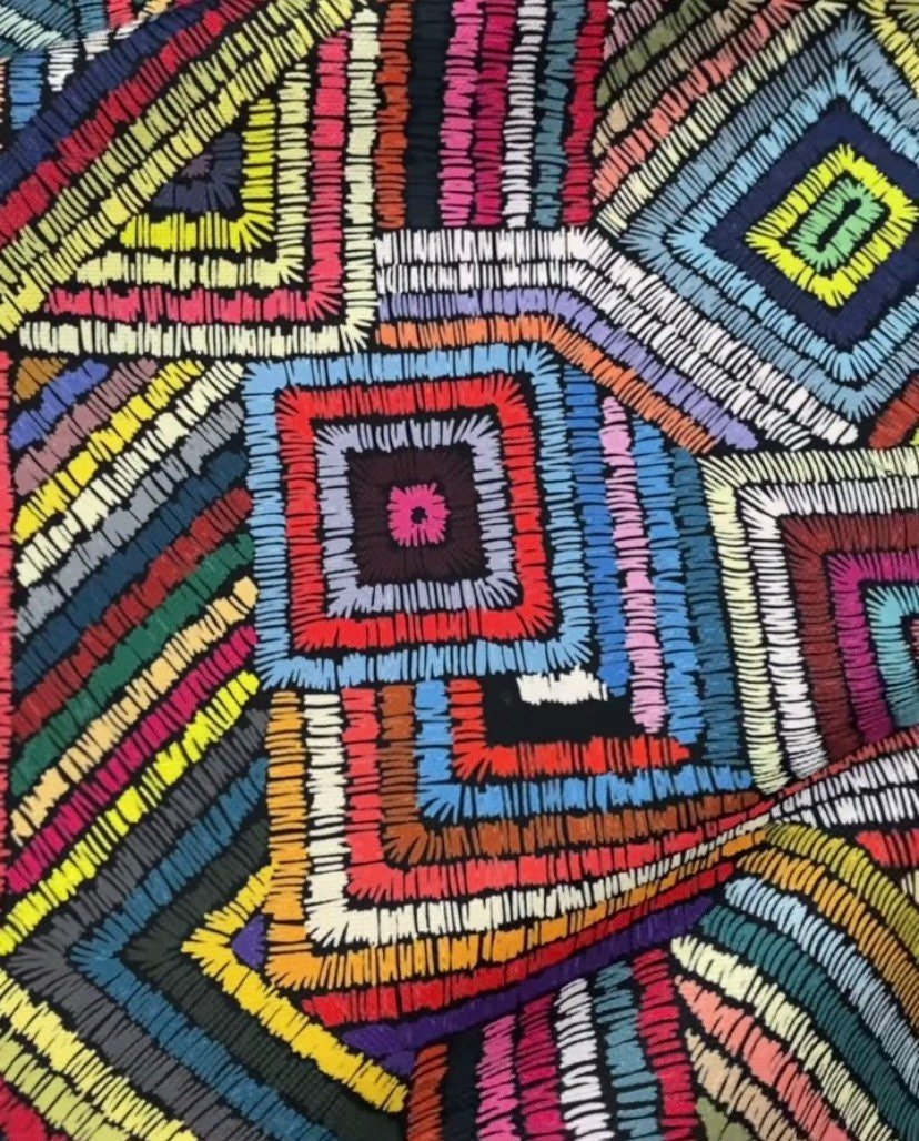Geometric Colorful Wave Fabric