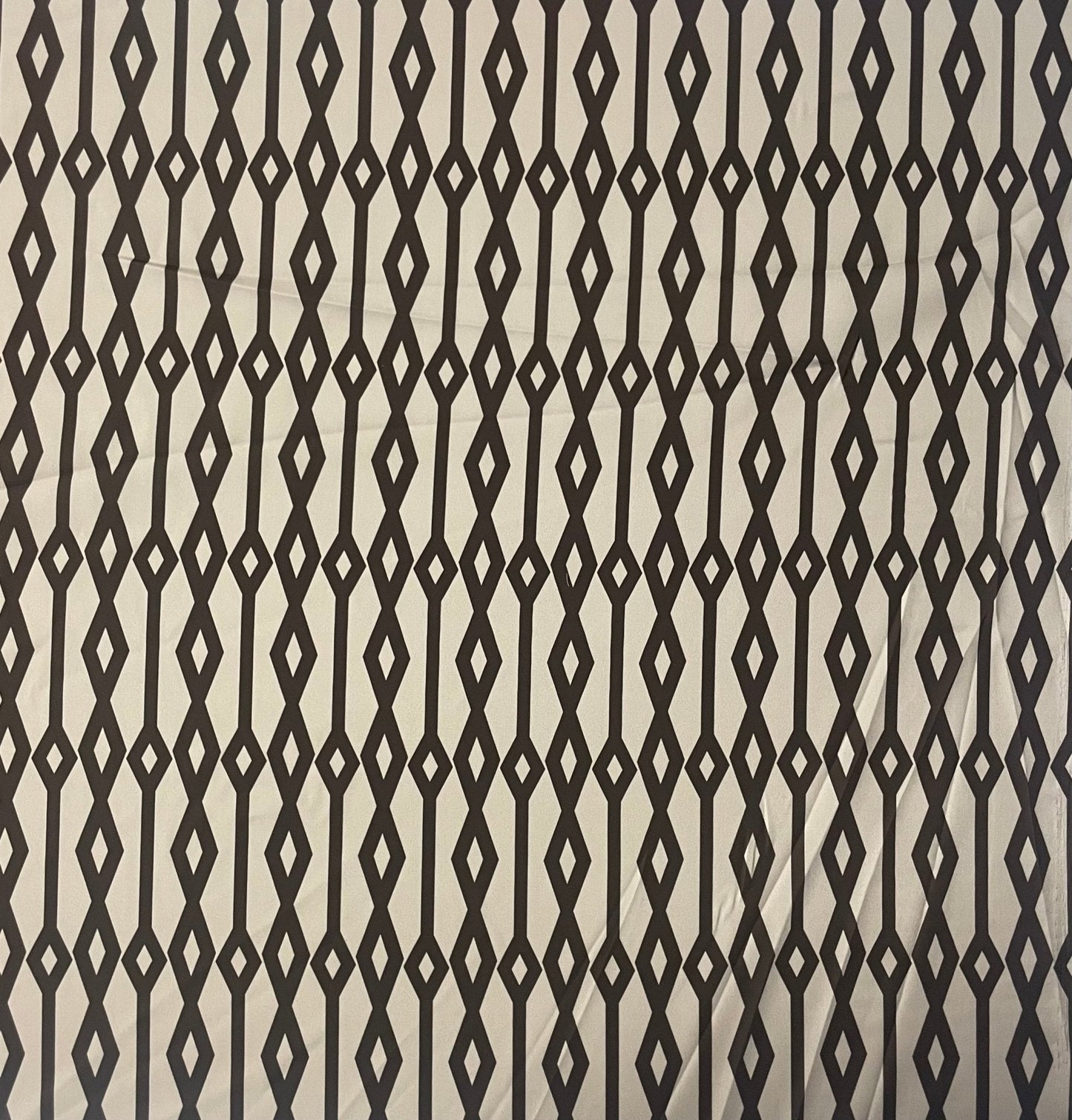 Geometric Diamond Fabric – Black & Beige Minimal Print by the Metre